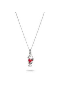Kette mit Anh&auml;nger Thomas Sabo "Thomas Sabo x Peanuts Kette Snoopy mit Herz" Gr. 45, silberfarben, schwarz, rot, Halsketten, Damen, 45, Silber 925 (recycelt), L: 45 B: 9mm, B:9mm