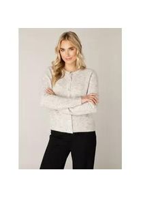 Cardigan Base Level "Yuli", Damen, Gr. 36, grau (grau melange), Strick, Obermaterial: 43% Nylon, 26% Polyacryl, 13% Alpaka, 13% Wolle, 5% Elasthan, unifarben, gerade h&uuml;ftlang, Rundhals, Flachstrickb&uuml;ndchen, Strickjacken, mit Woll-Anteil und Knopfleiste