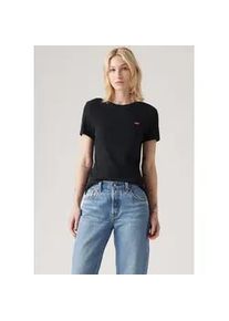 Levi's T-Shirt LEVI'S "ESSENTIAL HM SS TEE", Damen, Gr. M (38), schwarz (caviar), Jersey, Obermaterial: 100% Baumwolle, slim fit, Rundhals, Shirts T-Shirt, Taillierter Schnitt