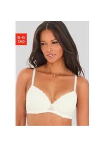 Schalen-BH Vivance, Damen, Gr. 95, Cup E, beige (creme), Spitze, Obermaterial: 91% Polyamid, 9% Elasthan, BHs Schalen-BH, mit B&uuml;gel aus elastischer Netzspitze, sexy Dessous
