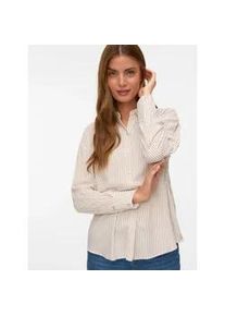 V&eacute;ro Moda Langarmbluse VERO MODA "VMALICE LS SHIRT WVN GA NOOS", Damen, Gr. M (38), snow wei&szlig; stripes:silber mink stripe, Web, Obermaterial: 100% Viskose, gestreift, normal, Manschette, Blusen