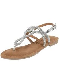Riemchensandale Lazamani "Lazamani Sandalen Leder/Textil", Damen, Gr. 37, silber, Leder, Textil, Schuhe Riemchensandale