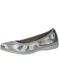 Ballerina Caprice "Caprice Ballerinas Leder", Damen, Gr. 38, silber, Leder, Schuhe Ballerina