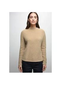 Rundhalspullover Street One, Damen, Gr. 42, sanded beige, Web, Obermaterial: 78% Polyamid, 12% Polyacryl, 10% Baumwolle, unifarben, normal h&uuml;ftbedeckend, Rundhals, Pullover Rundhalspullover, in softer Federgarn-Qualit&auml;t