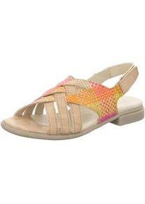 Think! Riemchensandale THINK "Think Sandalen Leder", Damen, Gr. 39, bunt (beige, pink), Leder, Schuhe Riemchensandale