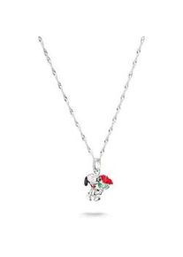 Kette mit Anh&auml;nger Thomas Sabo "Thomas Sabo x Peanuts Kette Snoopy mit Rosen" Gr. 45, silberfarben, schwarz, rot, gr&uuml;n, Halsketten, Damen, 45, Silber 925 (recycelt), L: 45 B: 14mm, B:14mm