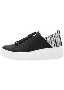 Plateausneaker Rieker "Rieker Sneaker Glattleder", Damen, Gr. 40, schwarz (schwarz, wei&szlig;), Glattleder, Schuhe Plateausneaker