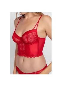 Bustier Dorina "Hasina", Damen, Gr. 85, Cup B, rot, Spitze, Obermaterial: 54% Polyamid, 37% Polyester, 9% Elasthan, unifarben, BHs Bustier, mit zarter Spitze und gl&auml;nzendem Satin, verstellbare Tr&auml;ger