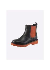 Stiefelette Heine, Damen, Gr. 36, orange (schwarz, orange), Glattleder, Leder, Rindsleder, Schuhe Stiefelette