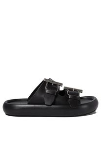 Alexander McQueen Loafer - Black Leather Sandals With Buckle Detail - Gr. 42 (EU) - in Schwarz - f&uuml;r Damen