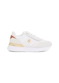 Tommy Hilfiger Low-Top Sneaker - White Leather Sneakers With Suede Details And Gold - Gr. 36 (EU) - in Wei&szlig; - f&uuml;r Damen