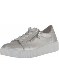 Sneaker Gabor "Gabor Sneaker Leder", Damen, Gr. 38, silber, Leder, Schuhe Sneaker
