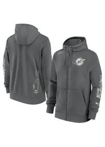 Kapuzenpullover Nike "Nike Hoodie Miami Dolphins Nike Full-Zip Fleece", Damen, Gr. M, grau, 82% Baumwolle, 18% Polyester, Pullover Kapuzenpullover