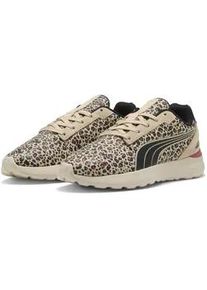 Sneaker Puma "Softride Cosmic Animal Flair Damen", Damen, Gr. 40.5, schwarz (toasted almond schwarz beige), Obermaterial: Textil, Kuhleder, Synthetik; Futter: Textil; Innensohle: Textil; Laufsohle: Synthetik, Schuhe Sneaker