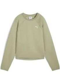 Sweatshirt Puma "Evostripe Comfort Short Sweatshirt Damen", Damen, Gr. M, lux army gr&uuml;n, Obermaterial: 77% Baumwolle, 23% Polyester; Rippe: 3% Elasthan, 97% Baumwolle; Einsatz: 20% Polyester, 80% Baumwolle, comfort fit, Rundhals, Sweatshirts Sweatshirt