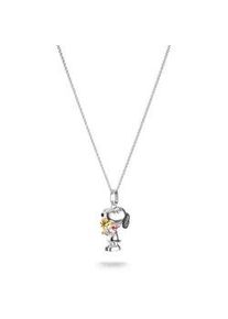 Kette mit Anh&auml;nger Thomas Sabo "Thomas Sabo x Peanuts Kette Snoopy Pav&eacute;" Gr. 50, silberfarben, gelbgoldfarben, schwarz, rot, Halsketten, Damen, 50, Silber 925 (recycelt), L: 50 B: 17mm, mit Zirkonia (synth.), B:17mm