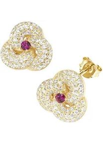 Paar Ohrstecker Smart Jewel "mit Zirkonia und farbigen Ziersteinen, Silber 925", rot, Ohrringe, Herren, Silber 925 (Sterlingsilber)