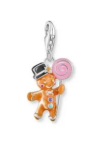 Charm-Einh&auml;nger Thomas Sabo "Lebkuchenm&auml;nnchen", silberfarben, orange, pink, blau, rot, violett, braun, orange, Charms, Damen, Silber 925 (recycelt), mit Zirkonia (synth.)