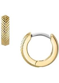 Paar Creolen Fossil "Schmuck Geschenk Edelstahl HARLOW", gold (gelbgoldfarben, edelstahlfarben), Ohrringe, Damen, 11mm, Edelstahl