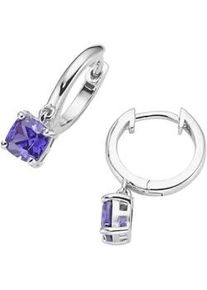 Paar Creolen Smart Jewel "mit farbigen Ziersteinen, Silber 925", lila, Ohrringe, Damen, Silber 925 (Sterlingsilber)