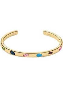 Armspange Fossil "Schmuck Geschenk Edelstahl JEWELRY", gold (gelbgoldfarben, gr&uuml;n, blau, rosa, t&uuml;rkis, lila, pink, gr&uuml;n, blau, rosa, t&uuml;rkis, lila, pink), Armb&auml;nder, Damen, Edelstahl, Armspange, mit Glasstein