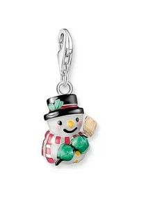 Charm-Einh&auml;nger Thomas Sabo "Schneemann", silberfarben, wei&szlig;, schwarz, rot, gr&uuml;n, braun, gelb, pink, Charms, Damen, Silber 925 (recycelt)