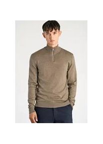 Troyer Junk De Luxe "Troyer Slim Fit", Damen, Gr. M, beige (dk sand mel), Obermaterial: 80% Viskose, 20% Nylon, Rundhals, Pullover Troyer