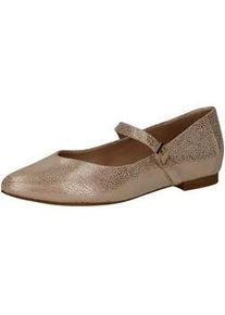 Riemchenballerina Caprice "Caprice Ballerinas Leder", Damen, Gr. 38, gold, Leder, Schuhe Riemchenballerina