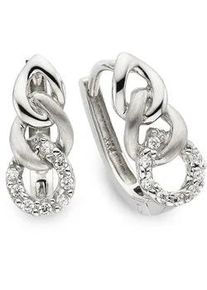 Paar Creolen Firetti "Schmuck, Geschenk, Creolen Silber rhodiniert, Panzerkettengliederung", silberfarben, kristallwei&szlig;, kristallwei&szlig;, Ohrringe, Damen, Silber 925 (Sterlingsilber), mit Zirkonia (synth.)