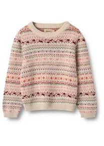 Strickpullover Wheat "Jaquard Pullover Olga", Kinder, Gr. 104, bunt (multi), Strick, Obermaterial: 100% Baumwolle, gestreift, normal normal, Rundhals, Pullover Strickpullover