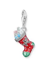 Charm-Einh&auml;nger Thomas Sabo "Weihnachtssocken", silberfarben, rot, gr&uuml;n, blau, pink, kristallwei&szlig;, kristallwei&szlig;, Charms, Damen, Silber 925 (recycelt), mit Zirkonia (synth.)