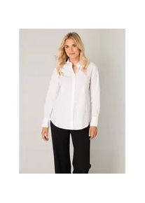 Hemdbluse Base Level "Yune", Damen, Gr. 46, wei&szlig;, Obermaterial: 98% Baumwolle, 2% Elasthan, unifarben, normal h&uuml;ftlang, &Auml;rmel mit &Auml;rmelschlitz 1-Knopf-Manschette, Blusen Hemdbluse, in Unifarbe