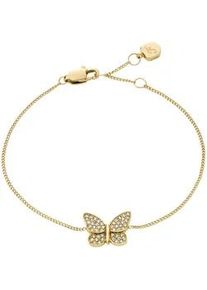 Armband Fossil "Schmuck Geschenk Edelstahl SUTTON Schmetterling", gold (gelbgoldfarben, kristallwei&szlig;, kristallwei&szlig;), Armb&auml;nder, Damen, 19cm, Edelstahl, Armband, mit Glasstein