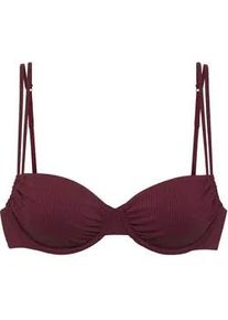 B&uuml;gel-Bikini-Top Copenhagen Studios "Nela", Damen, Gr. 42, Cup C, rot (weinrot), Rippware, Recycling-Polyamid, strukturiert, unifarben, Bikini-Oberteile, mit Doppeltr&auml;gern