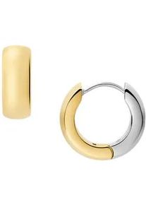 Paar Creolen Fossil "Schmuck Geschenk Edelstahl ELLIS", gold (gelbgoldfarben, edelstahlfarben), Ohrringe, Damen, 15mm, Edelstahl