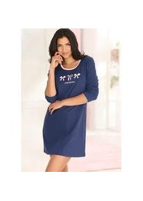 Nachthemd Vivance DREAMS, Damen, Gr. 40/42, N-Gr, marine, Single Jersey, Obermaterial: 100% Baumwolle, unifarben, Basic kurz, Rundhals, Kleider Nachthemd, mit s&uuml;&szlig;em Schleifenmuster