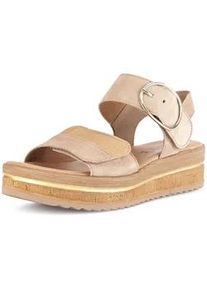 Keilsandalette Gabor "Gabor Sandalen Veloursleder/Textil", Damen, Gr. 40, caramel, Textil, Veloursleder, Schuhe