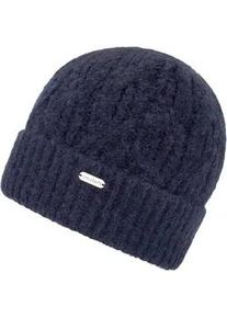 Beanie Chillouts "Akina Hat", Damen, blau (navy), Materialmix, Zopfmuster, unifarben, M&uuml;tzen Beanie, mit Zopfmuster, formbest&auml;ndig, nat&uuml;rliche W&auml;rmeisolierung