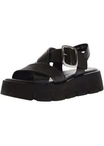 Keilsandalette Gabor "Gabor Sandalen Leder", Damen, Gr. 40, schwarz, Leder, Schuhe