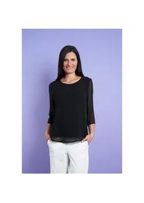 Chiffonbluse Seidel Moden, Damen, Gr. 40, schwarz, Single Jersey, Obermaterial: 100% Polyester. Obermaterial 2: 95% Viskose, 5% Elasthan, unifarben, l&auml;ssig geschnitten h&uuml;ftbedeckend, Rundhals, Blusen Chiffonbluse, MADE IN GERMANY