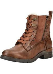 Schn&uuml;rstiefelette Mustang SHOES "Mustang Shoes Stiefelette Lederimitat/Textil", Damen, Gr. 39, braun, Lederimitat, Textil, Schuhe Schn&uuml;rstiefelette