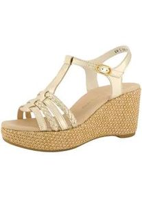 Keilsandalette Paul Green "Paul Green Sandalen Leder", Damen, Gr. 41, grau (platin), Leder, Schuhe