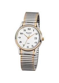 Regent Uhren Quarzuhr REGENT, silber (silberfarben, goldfarben), Armbanduhren, Herren, Quarzuhr, Armbanduhr, Herrenuhr, Edelstahlarmband, analog, Tag