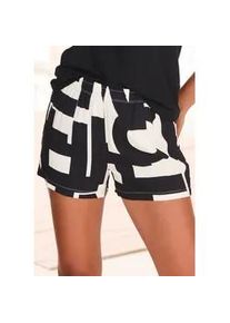 Pyjamashorts French Connection, Damen, Gr. 44, N-Gr, schwarz-wei&szlig; (schwarz, wei&szlig;, gemustert), Web, Obermaterial: 100% Viskose, gemustert, loose fit kurz, Hosen, in gewebter Hemdenqualit&auml;t