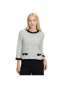 BETTY & CO Strickpullover BETTY & CO "Damen mit Fransen", Damen, Gr. 36, schwarz (wei&szlig;, schwarz), Strick, Obermaterial: 76% Polyacryl, 24% Polyamid, figurbetont normal, Rundhals, Pullover Strickpullover