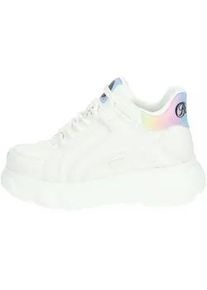 Plateausneaker Buffalo "Buffalo Sneaker Lederimitat", Damen, Gr. 40, wei&szlig; kombi, Lederimitat, Schuhe Plateausneaker