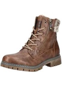 Schn&uuml;rstiefelette Tom Tailor "Tom Tailor Stiefelette Lederimitat/Textil", Damen, Gr. 39, braun, Lederimitat, Textil, Schuhe Schn&uuml;rstiefelette