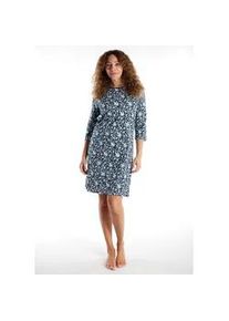 G&ouml;tzburg Nachthemd G&Ouml;TZBURG "Katerini", Damen, Gr. 38 (M), N-Gr, blau (blau, mittel, allover), Obermaterial: 100% Baumwolle, bequem kniefrei, Rundhals, Kleider Nachthemd, Rundhalsausschnitt, 3/4-Arm, Baumwolle, elastisch