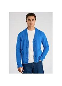 Strickjacke LINDBERGH "Cardigan Comfort Fit", Herren, Gr. L, bright blau mel, Obermaterial: 80% Wolle, 20% Nylon, unifarben, Strickjacken Strickjacke