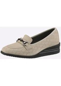 Slipper Casual Looks, Damen, Gr. 41, beige (champagner), Veloursleder, Basic, Schuhe Slipper